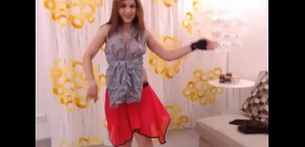  LittleTeenBB Riley schoolgirl outfit strip, shows off breasts as she dances